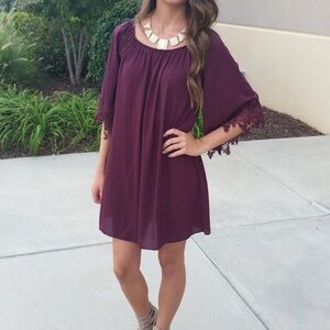 Burgundy Bell Sleeve Dress